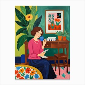 Woman Reading A Book Canvas Print