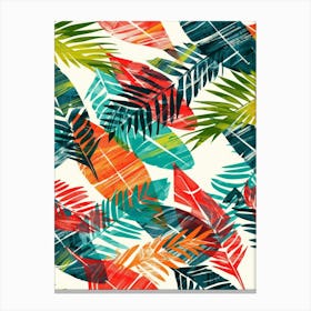 Tropical Leaves Seamless Pattern 27 Canvas Print