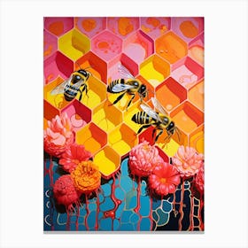 Honeycomb Bee Colour Pop 1 Canvas Print
