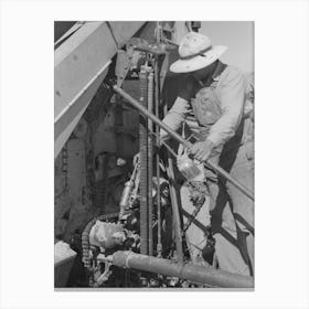 Member Of Fsa (Farm Security Administration) Cooperative Greasing The Machinery, Box Elder County, Utah By Canvas Print