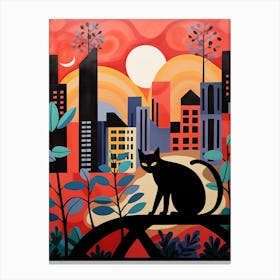 Jakarta, Indonesia Skyline With A Cat 2 Canvas Print
