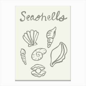 Seashell Doodles, Seashell Line Art, Minimalism Seashell Design 7 Canvas Print