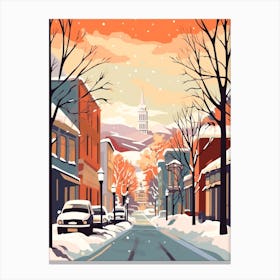 Vintage Winter Travel Illustration Oslo Norway 3 Canvas Print