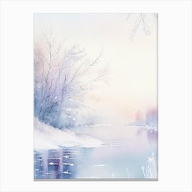 Frozen Lake Waterscape Gouache 3 Canvas Print