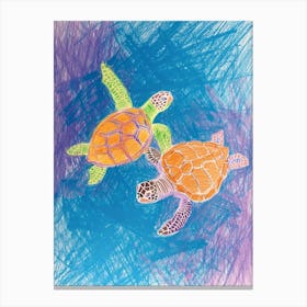 Rainbow Abstract Crayon Sea Turtles 1 Canvas Print