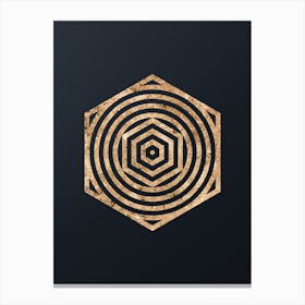 Abstract Geometric Gold Glyph on Dark Teal n.0442 Canvas Print