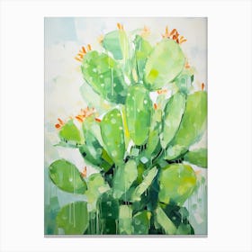 Green Abstract Cactus Painting 4 Canvas Print
