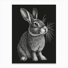 Cinnamon Blockprint Rabbit Illustration 4 Canvas Print