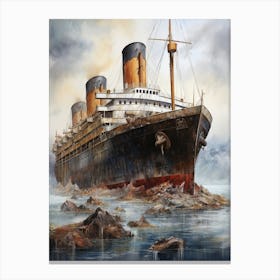 Titanic Ship Bow Illustration 1 Canvas Print
