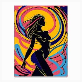 Colorful Abstract Nude Woman Canvas Print