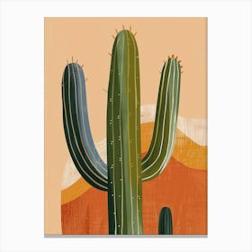 Saguaro Cactus Minimalist Abstract Illustration 4 Canvas Print
