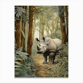 Illustration Of Rhino In The Distance Realistic Illustration 4 Canvas Print