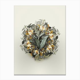 Vintage False Helleborine Flower Wreath on Ivory White n.2277 Canvas Print