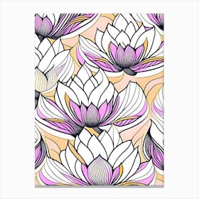 Lotus Flower Repeat Pattern Abstract Line Drawing 4 Canvas Print
