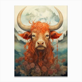 Horned Highland Cow Canvas Print