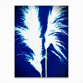 Electric blue white pampas grass Canvas Print