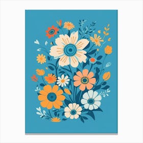 Beautiful Flowers Illustration Vertical Composition In Blue Tone 35 Canvas Print