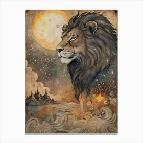 Astral Card Zodiac Leo Old Paper Painting (3) Canvas Print