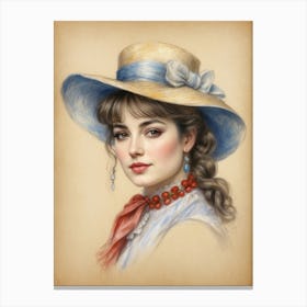 Victorian Woman In Hat Canvas Print