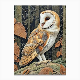 Barn Owl Relief Illustration 3 Canvas Print