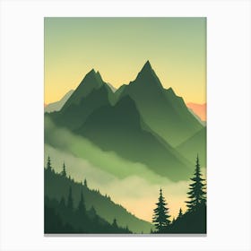 Misty Mountains Vertical Composition In Green Tone 41 Canvas Print