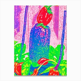Chili Pepper Risograph Retro Poster vegetable Canvas Print