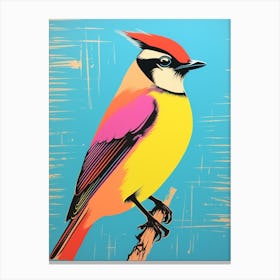 Andy Warhol Style Bird Cedar Waxwing 2 Canvas Print