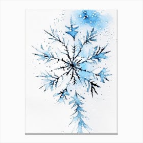 Stellar Dendrites, Snowflakes, Minimalist Watercolour 2 Canvas Print