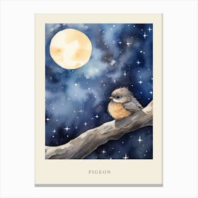 Baby Pigeon 2 Sleeping In The Clouds Nursery Poster Canvas Print