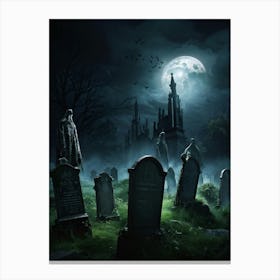 Graveyard At Night 18 Canvas Print