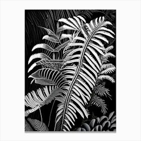 Australian Tree 1 Fern Linocut Canvas Print