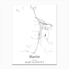 Martin,Slovakia Minimalist Map Canvas Print