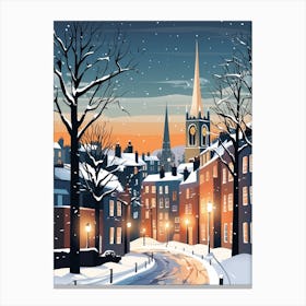 Winter Travel Night Illustration St Andrews United Kingdom 4 Canvas Print