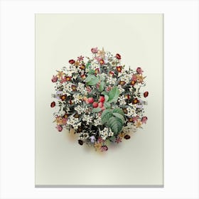 Vintage Red Berries Flower Wreath on Ivory White n.1104 Canvas Print