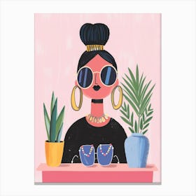 Illustration Of A Woman With Sunglasses Canvas Print