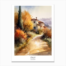Italy, Tuscany 4 Watercolor Travel Poster Canvas Print
