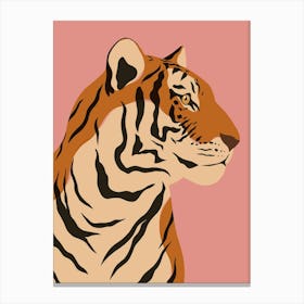 Jungle Safari Tiger on Pink Canvas Print