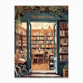 Vintage The Book Nook Poster Book Shop Print Book Lovers Gift Reading Gift Canvas Print