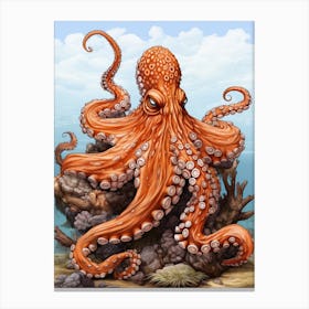 Day Octopus Realistic Illustration 6 Canvas Print