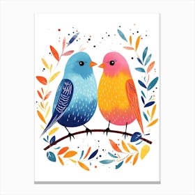 Couple Of Birds On A Branch Canvas Print