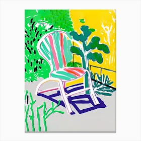 Outdoor Plastic Chair Colourful Drawing Canvas Print