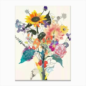 Sunflower 3 Collage Flower Bouquet Canvas Print