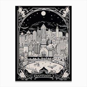 Santiago, Chile, Tarot Card Travel  Line Art 1 Canvas Print