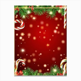 Festive Christmas Background Embracing Warm Hues Of Red And Green Cascading With Gold Tinsel Ornam (6) Canvas Print