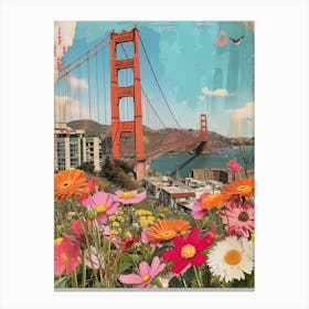 San Francisco   Floral Retro Collage Style 3 Canvas Print