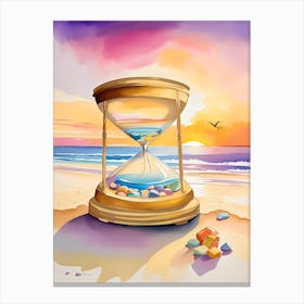 Hourglass On The Beach 2 Canvas Print