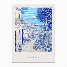 Marbella Spain 5 Mediterranean Blue Drawing Poster Canvas Print