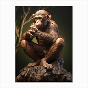 Thinker Monkey Statue 2 Canvas Print