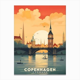 Denmark Copenhagen Travel Retro Landscape Canvas Print