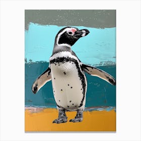 Galapagos Penguin St Andrews Bay Colour Block Painting 4 Canvas Print